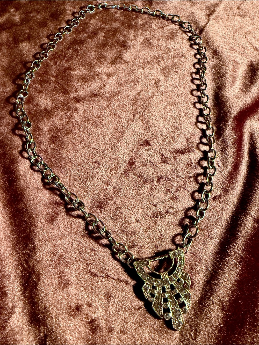 Vintage Filigree Pendant silver rolo chain Necklace Women’s Jewelry